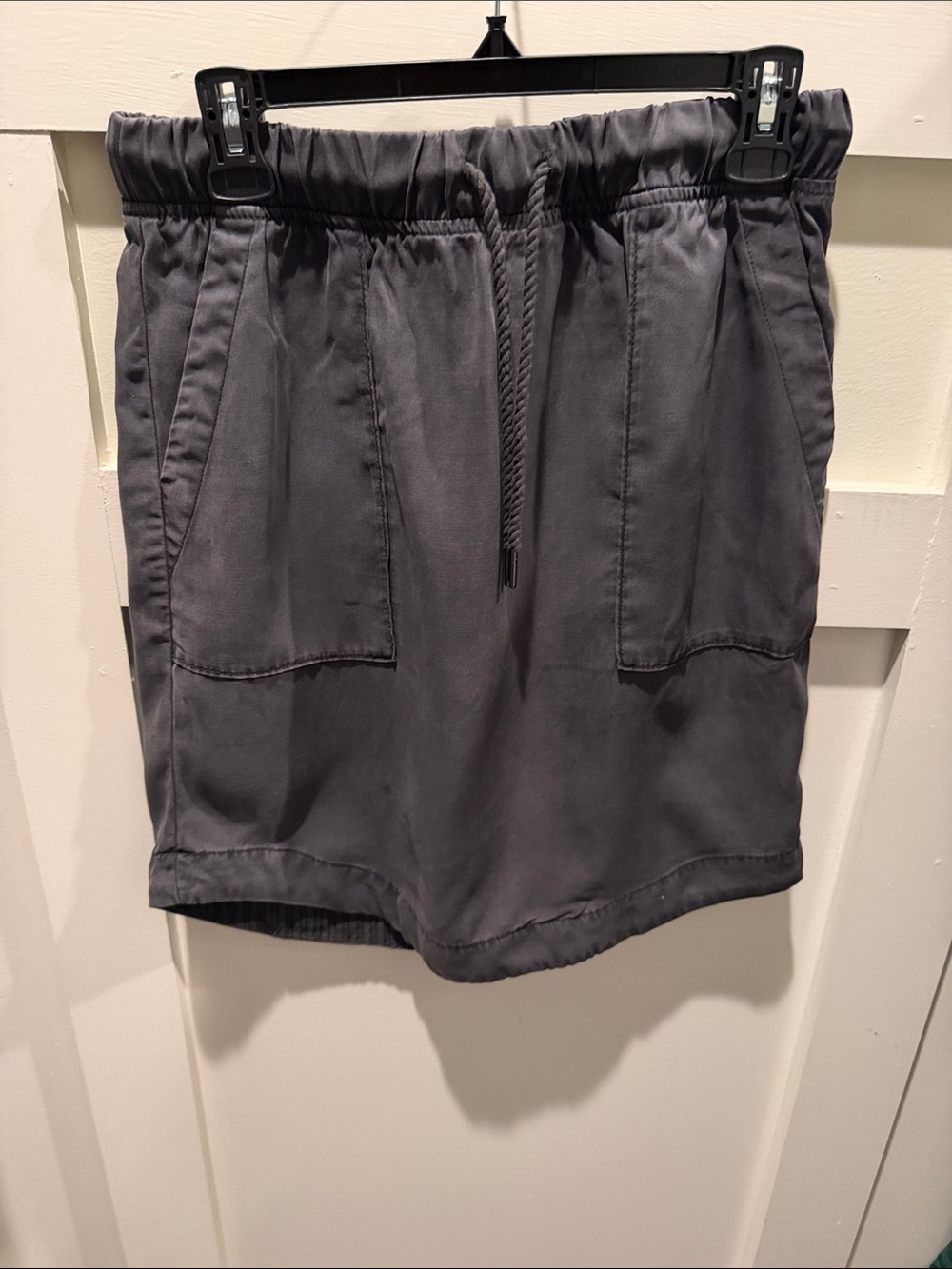 Anthropologie Drawstring Midi Skirt in Charcoal Gray